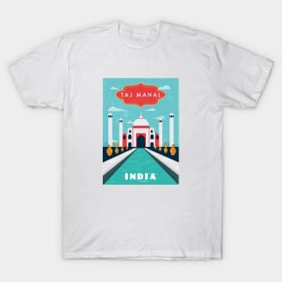 Taj Mahal, India. Retro travel poster T-Shirt